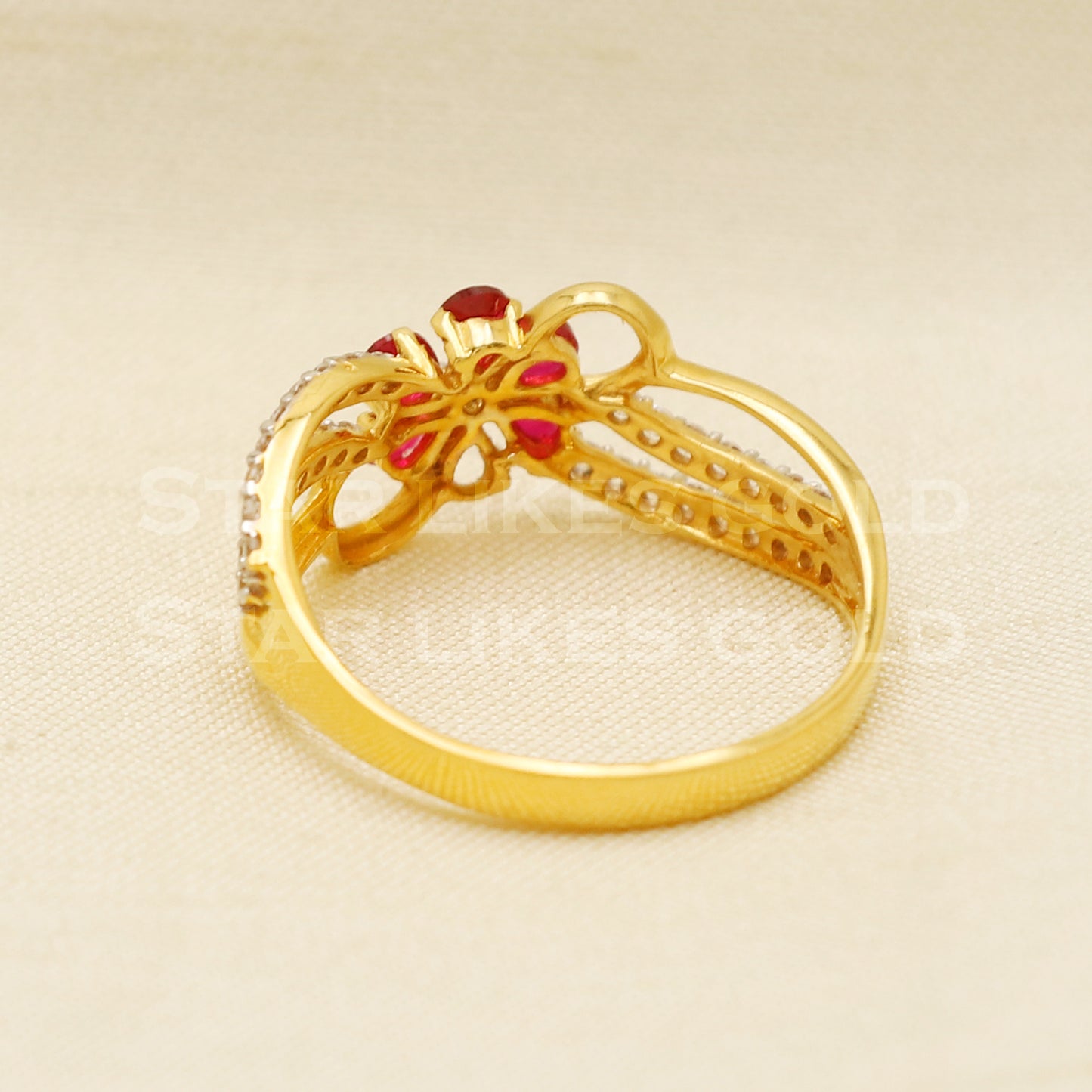 ruby and zircons 22 karat 22k Gold Ring Jewelry, PR1080