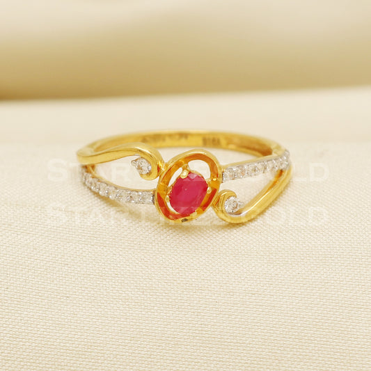 ruby and zircons 22 karat 22k Gold Ring Jewelry, PR1086