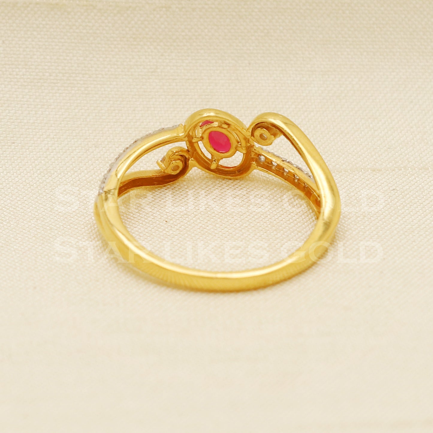 ruby and zircons 22 karat 22k Gold Ring Jewelry, PR1086