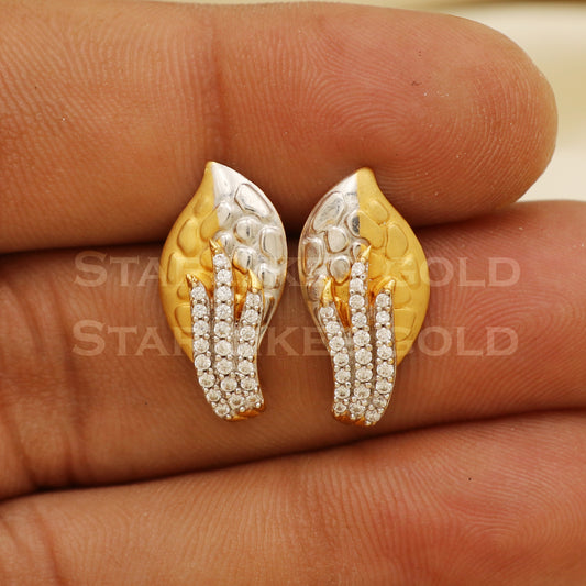 Zircons 22k 22 karat gold stud earrings jewelry, PR1101