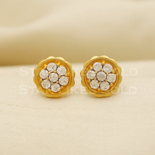 Zircons 22k 22 karat gold stud earrings jewelry, PR1102