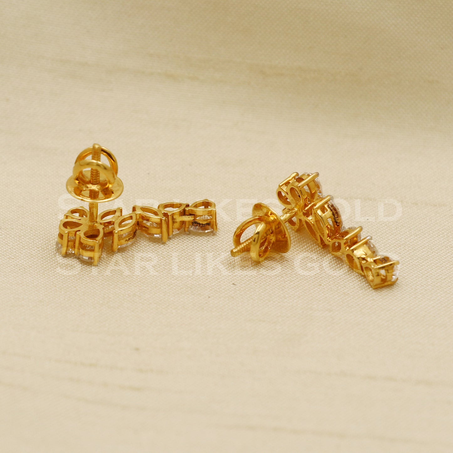 Moissanite 18k 18 karat gold stud earrings jewelry, PR1106