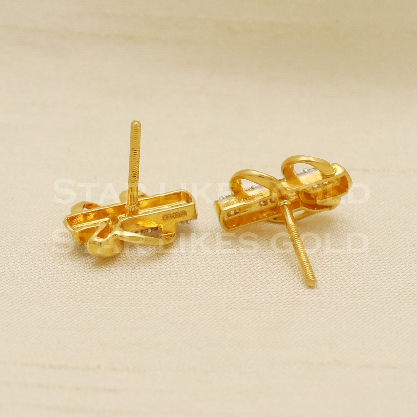 Zircons 18k 18 karat gold stud earrings jewelry, PR1108