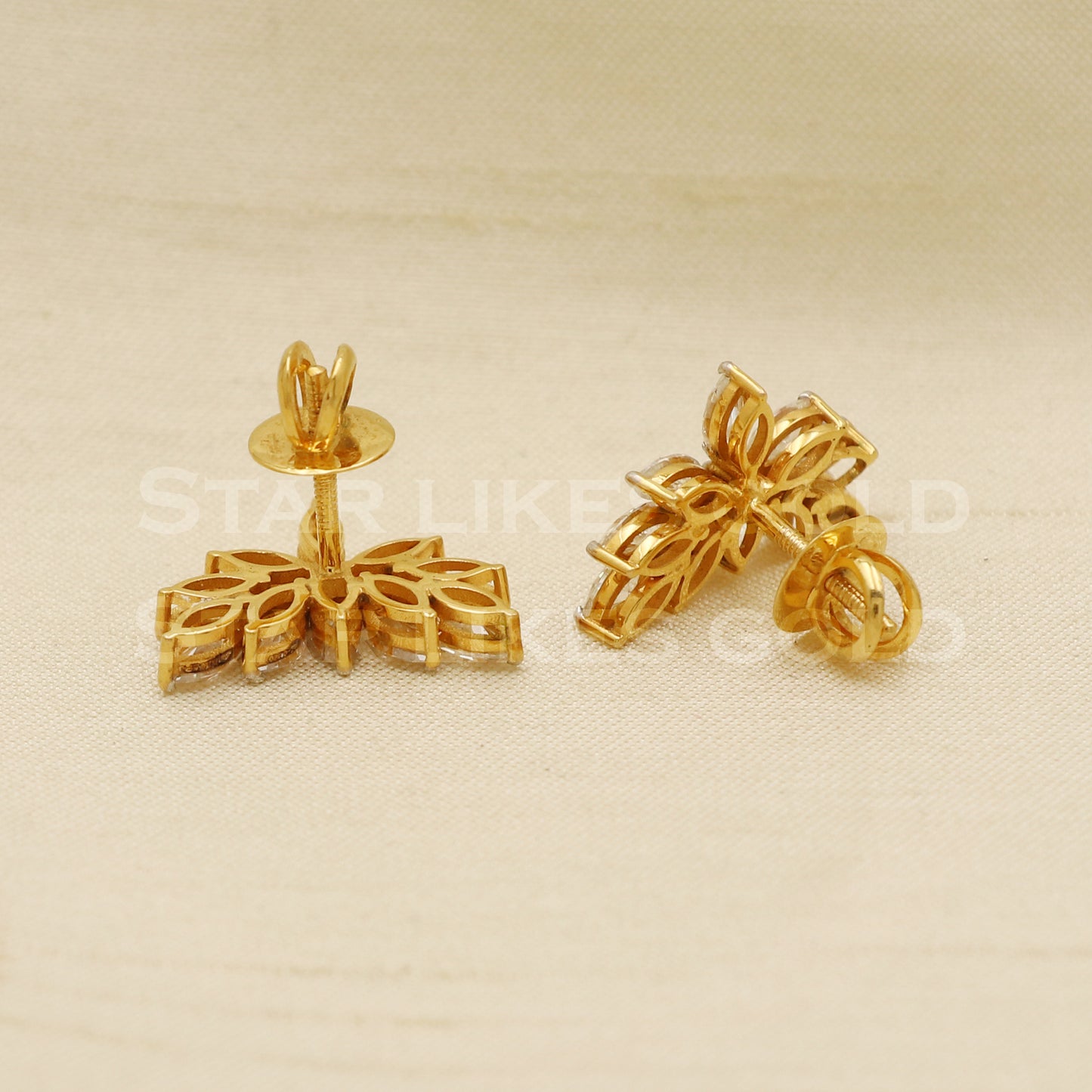 Moissanite 18k 18 karat gold stud earrings jewelry, PR1109