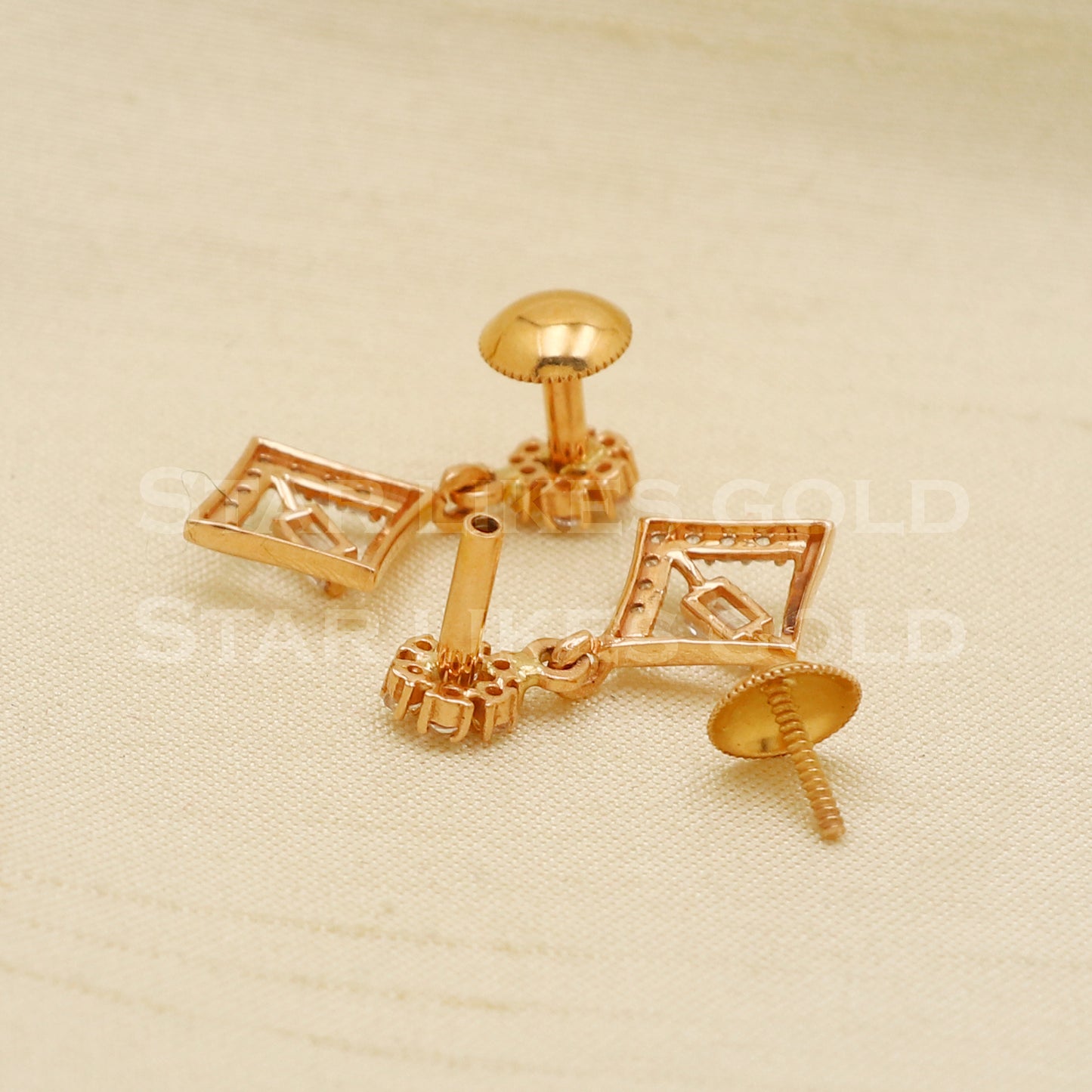 Zircons 18k 18 karat gold stud earrings jewelry, PR1110