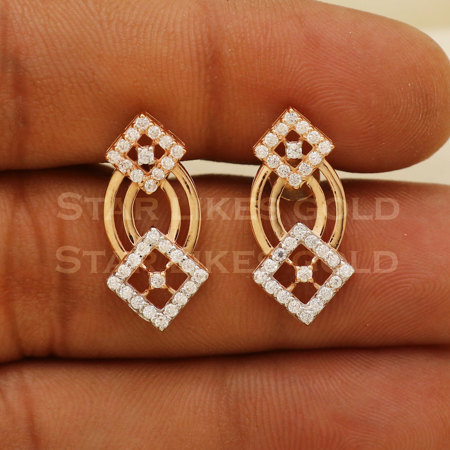 Zircons 22k 22 karat gold stud earrings jewelry, PR1113