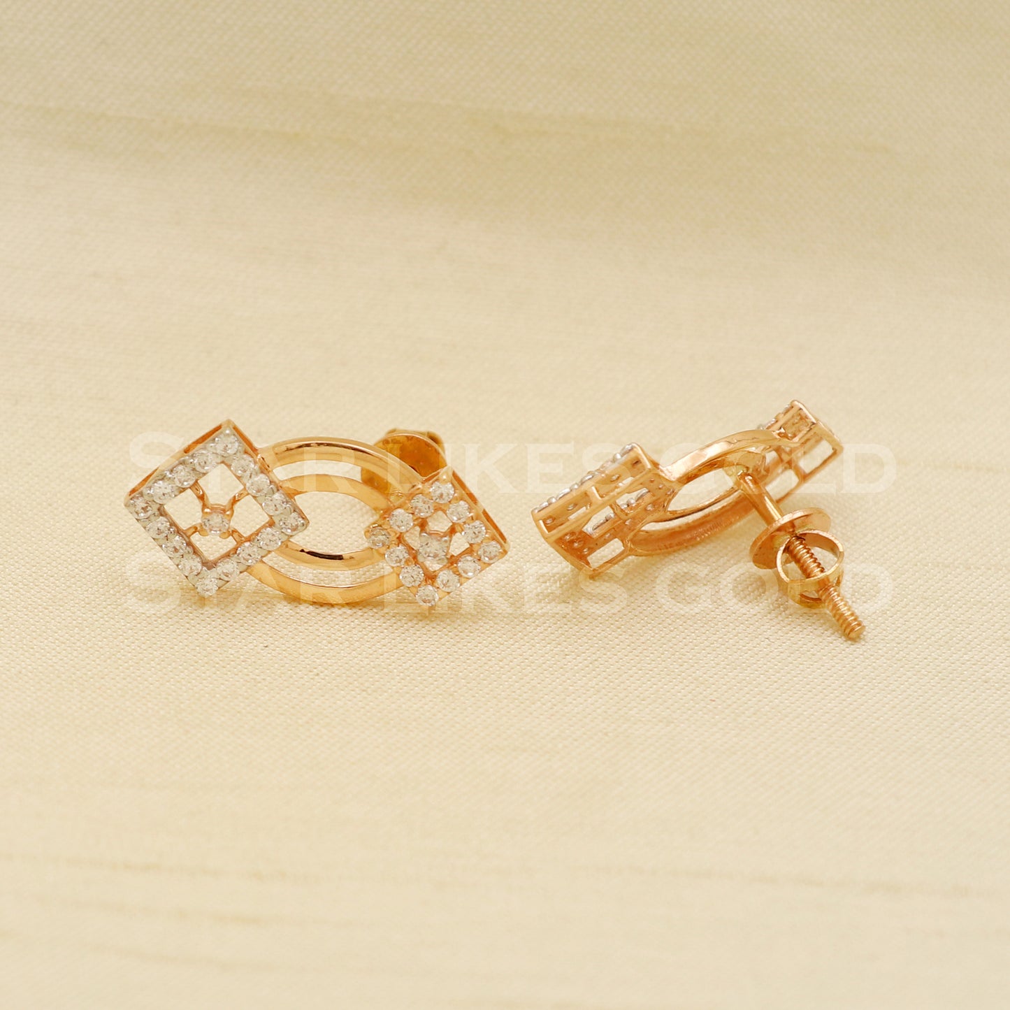 Zircons 22k 22 karat gold stud earrings jewelry, PR1113