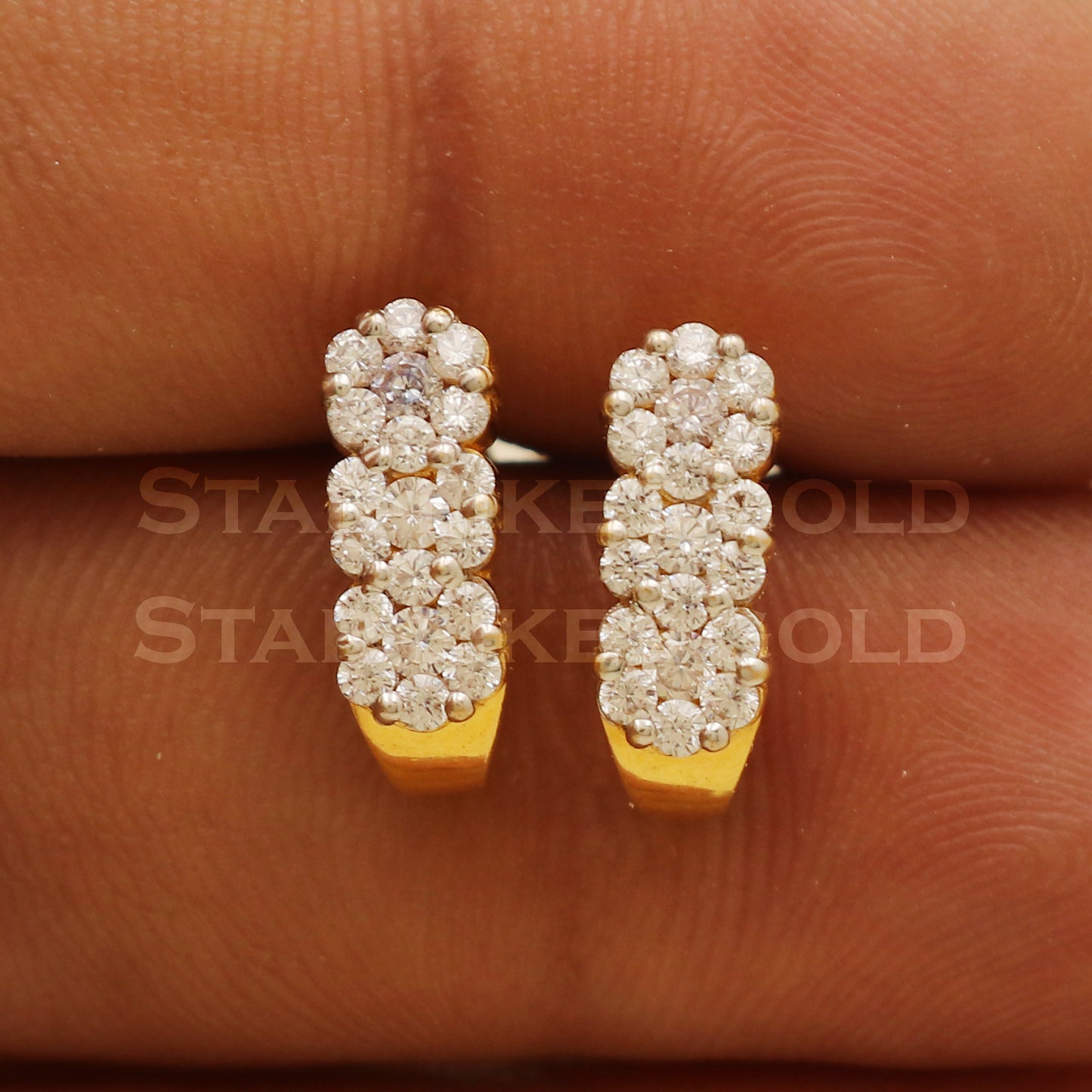 Zircons 18k 18 karat gold stud earrings jewelry, PR1115