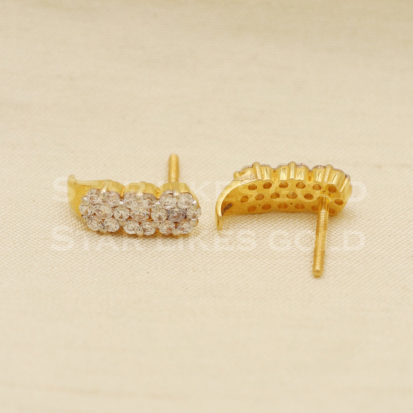 Zircons 18k 18 karat gold stud earrings jewelry, PR1115