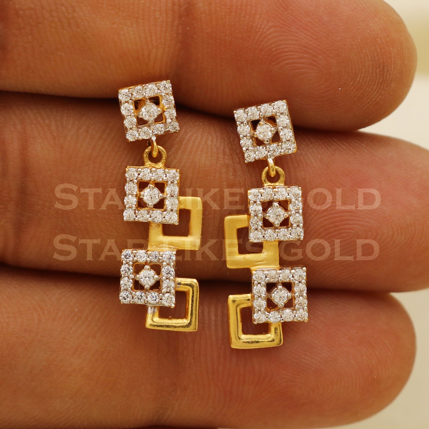 Zircons 22k 22 karat gold earrings jewelry, PR1116