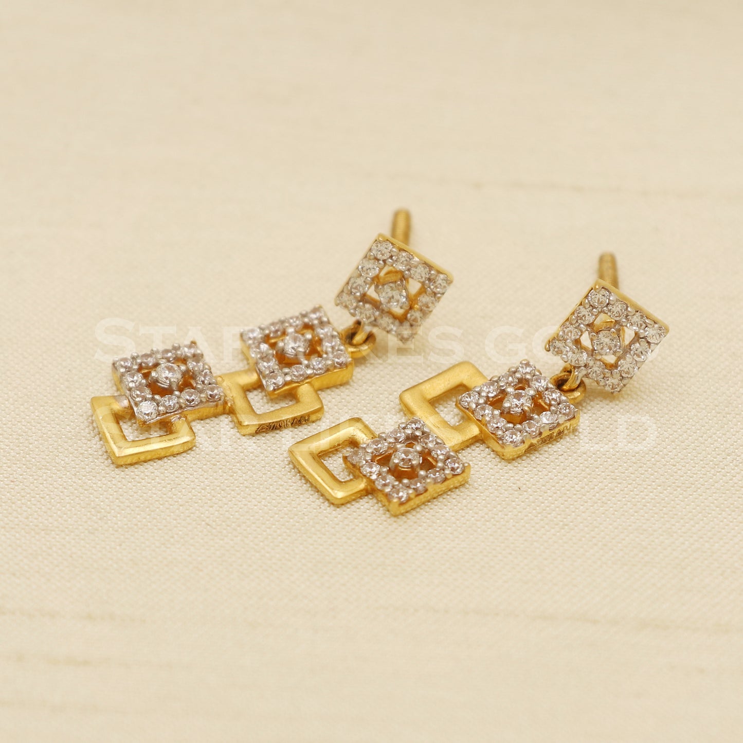 Zircons 22k 22 karat gold earrings jewelry, PR1116