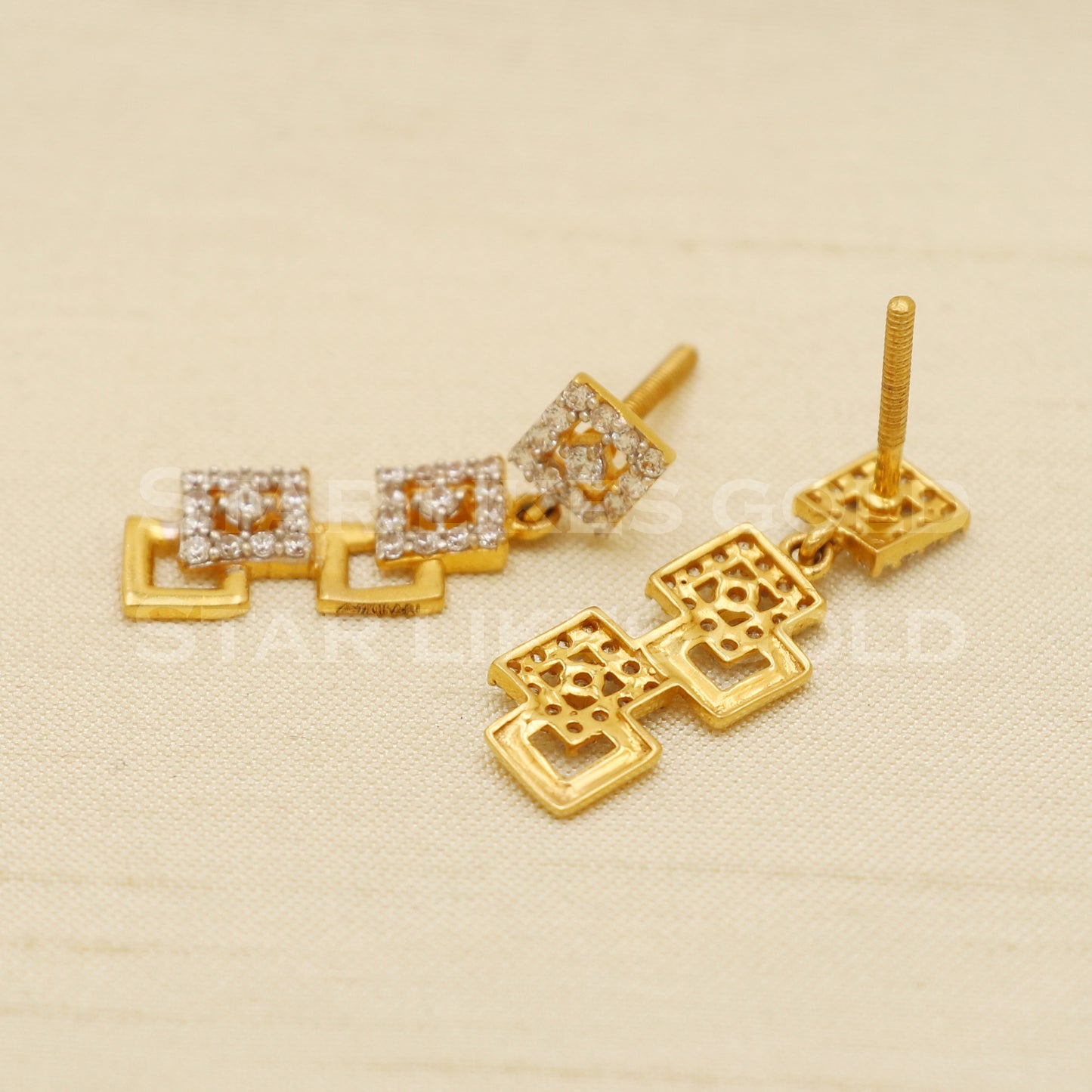 Zircons 22k 22 karat gold earrings jewelry, PR1116