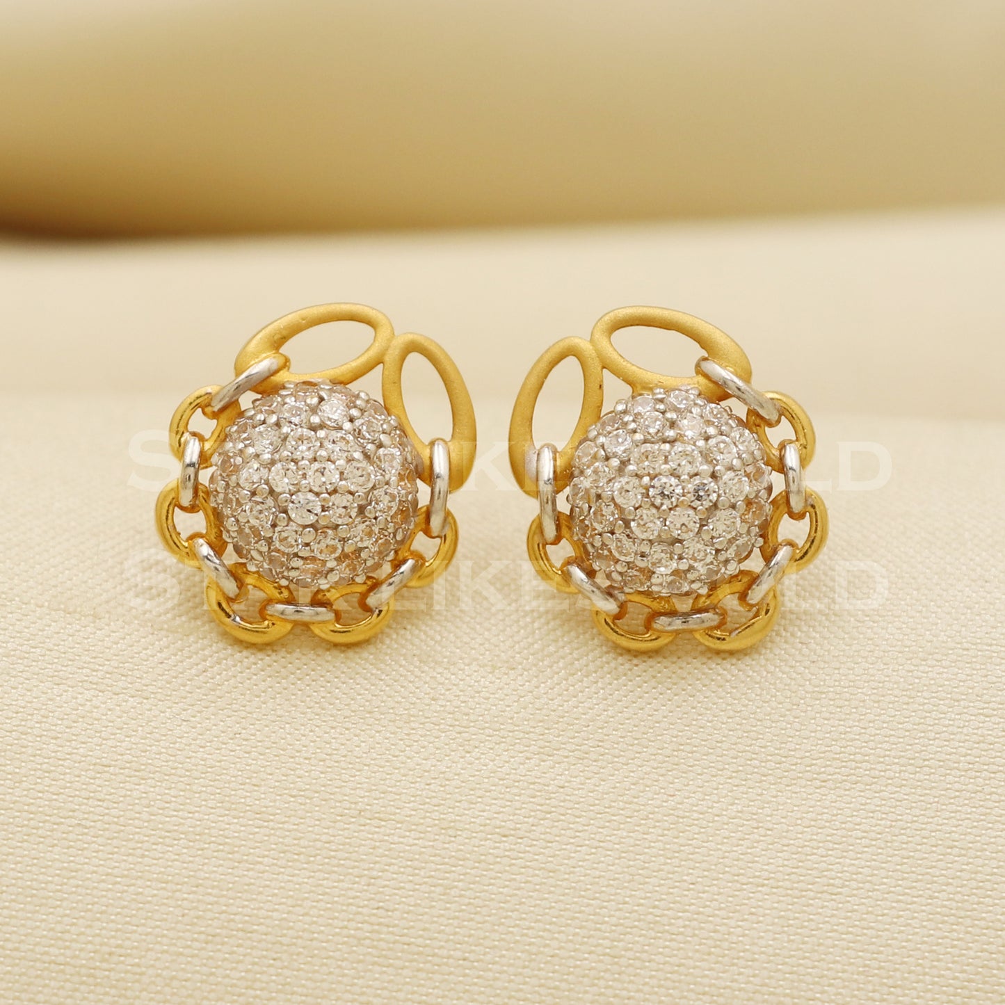 Zircons 22k 22 karat gold earrings jewelry, PR1117