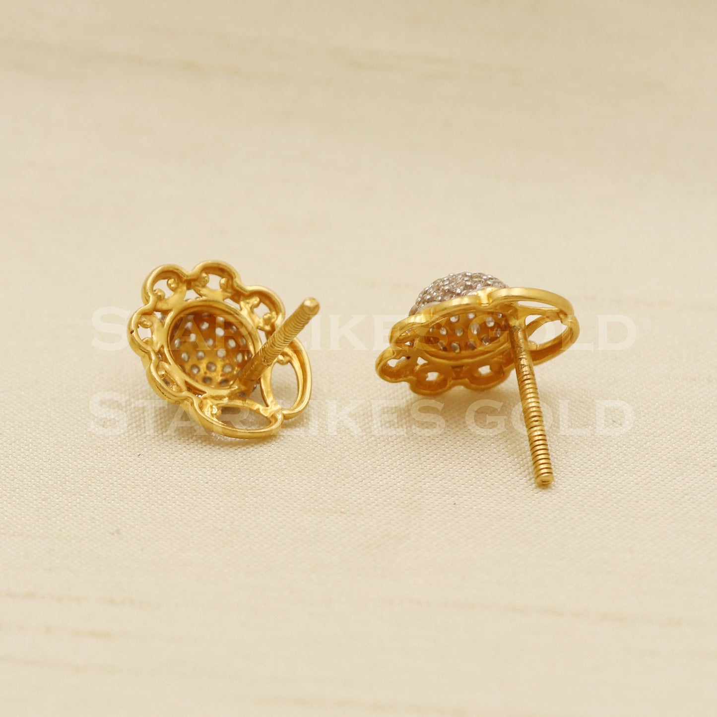 Zircons 22k 22 karat gold earrings jewelry, PR1117