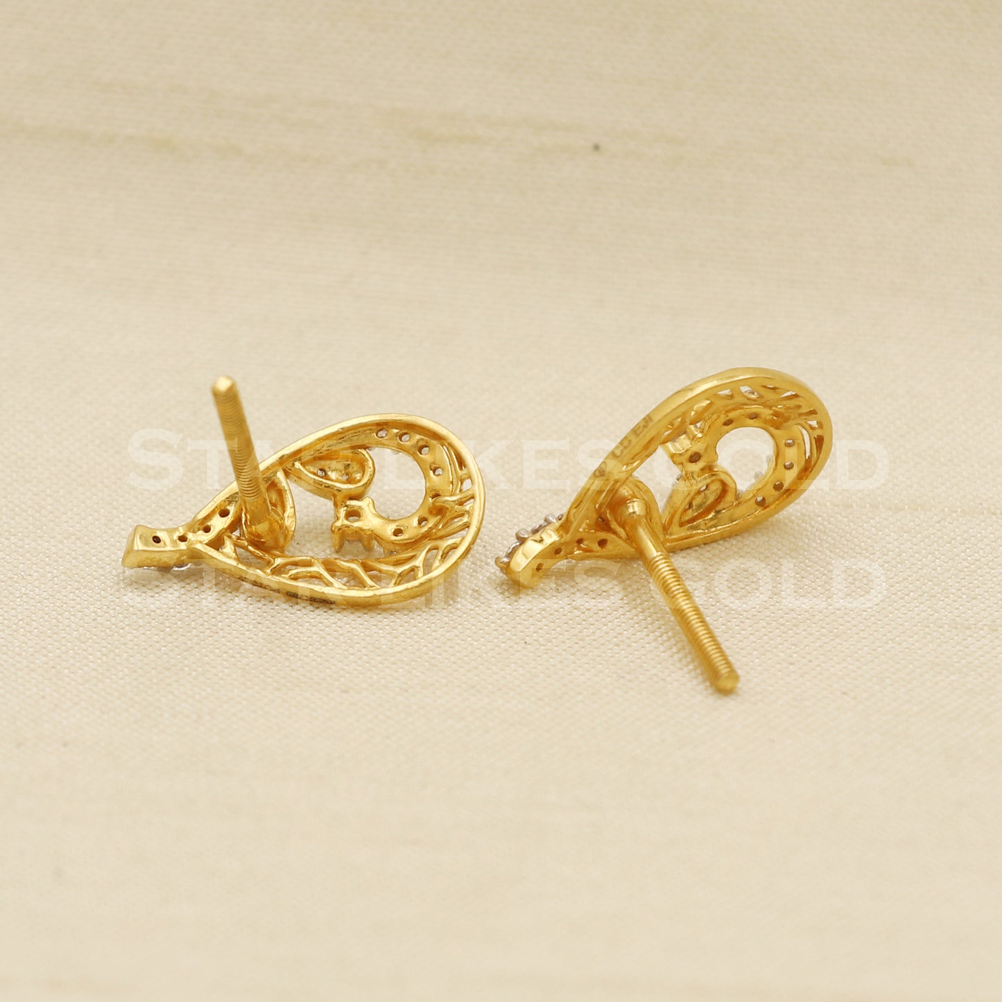 Zircons 18k 18 karat gold stud earrings jewelry, PR1118