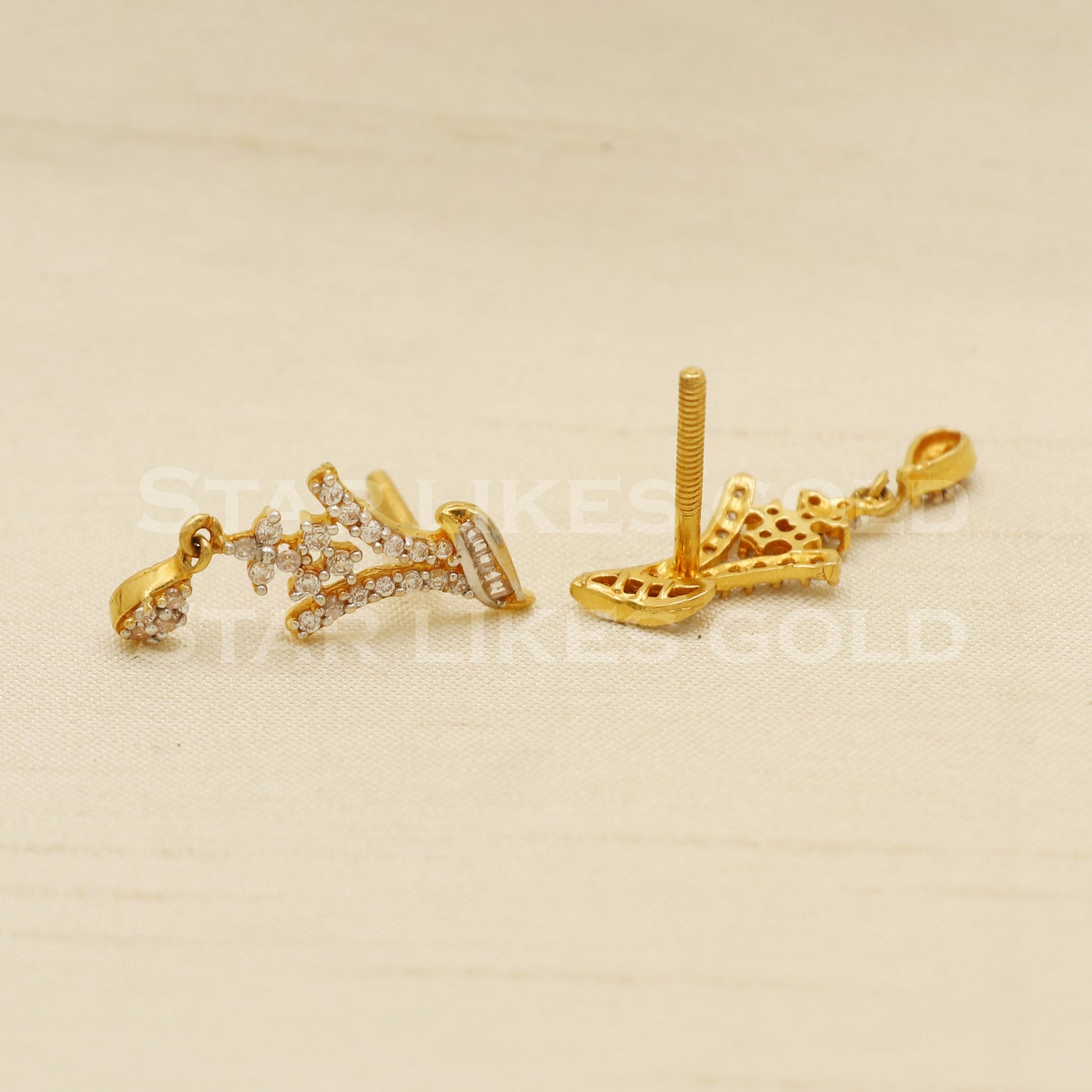 Zircons 22k 22 karat gold earrings jewelry, PR1119