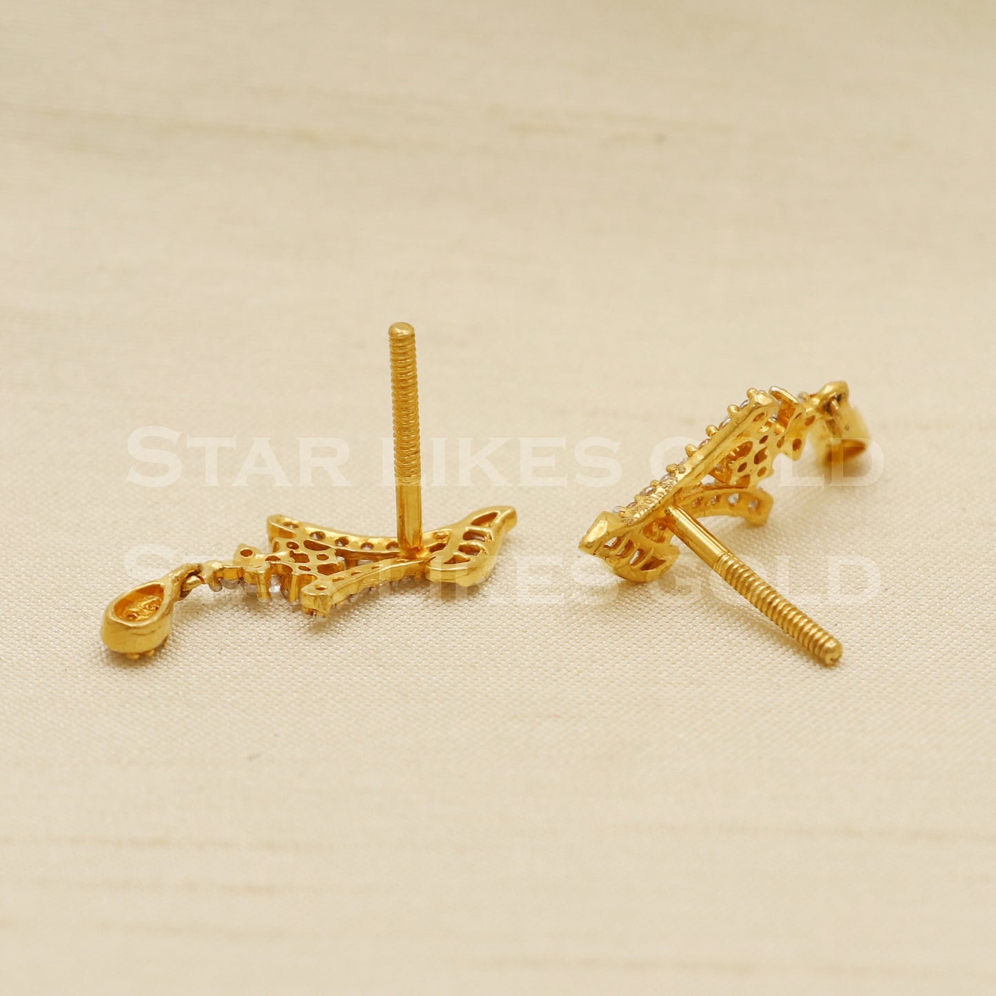 Zircons 22k 22 karat gold earrings jewelry, PR1119