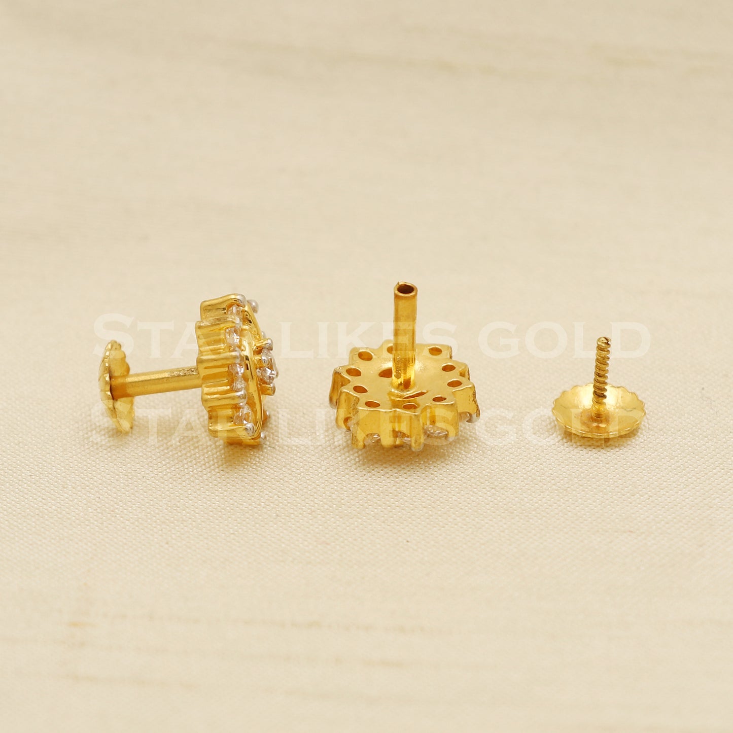 Zircons 22k 22 karat gold earrings jewelry, PR1121