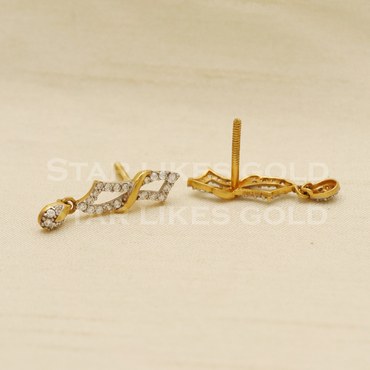 Zircons 22k 22 karat gold earrings jewelry, PR1123