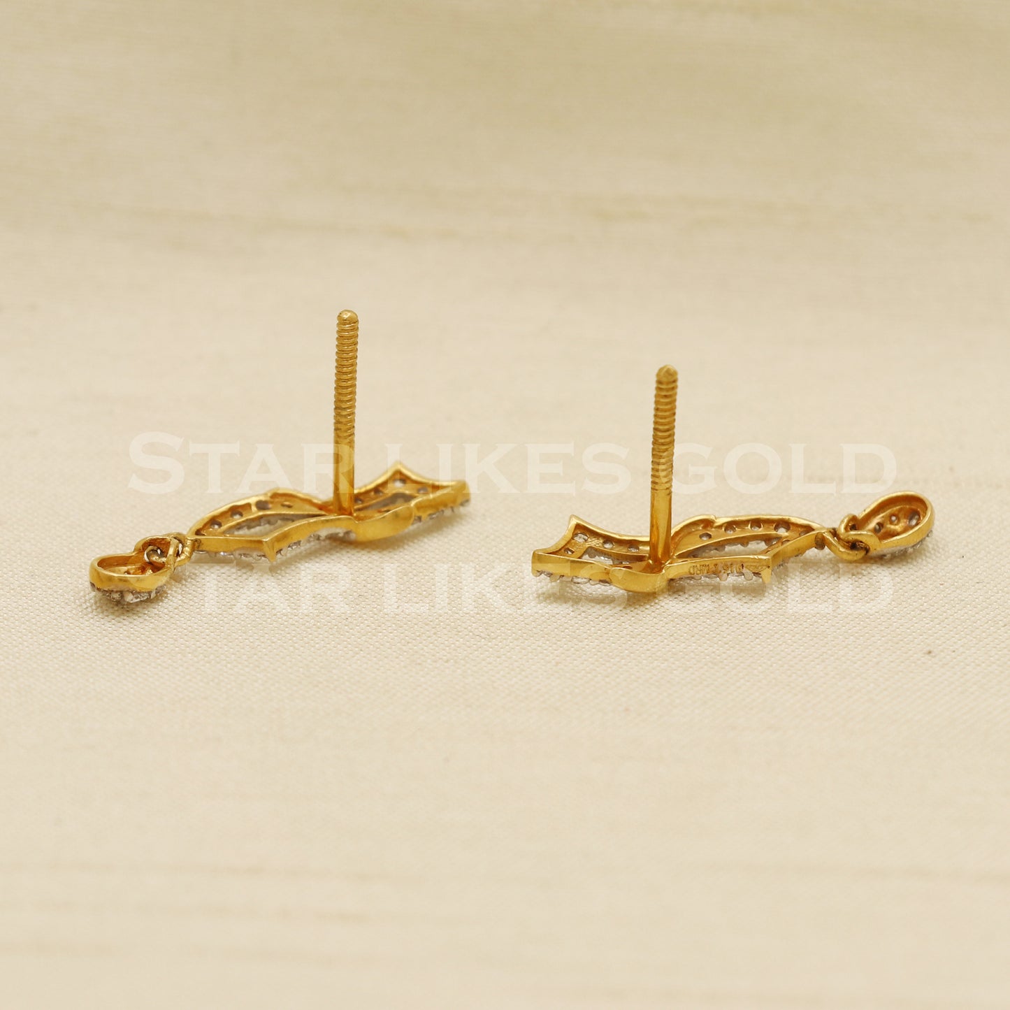 Zircons 22k 22 karat gold earrings jewelry, PR1123