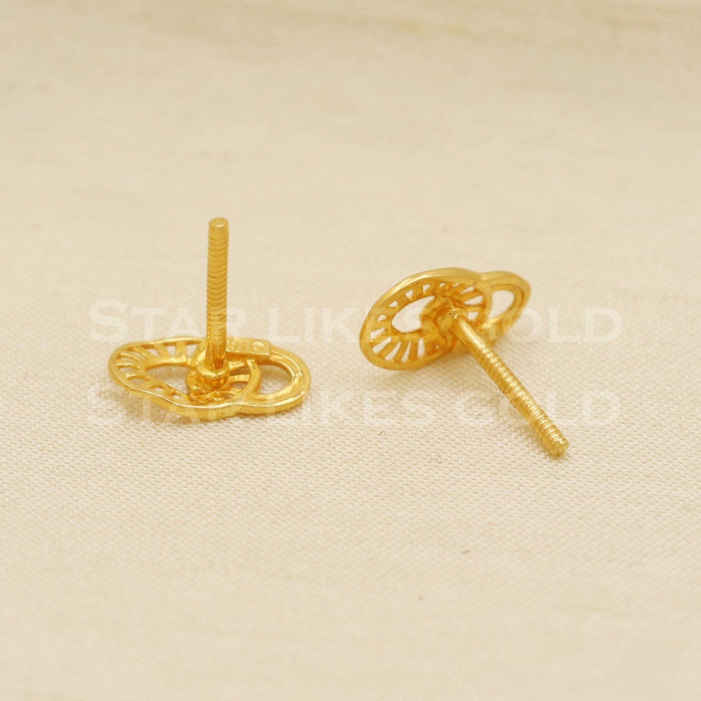 Lovely 22k 22 karat gold stud earrings jewelry, PR1125