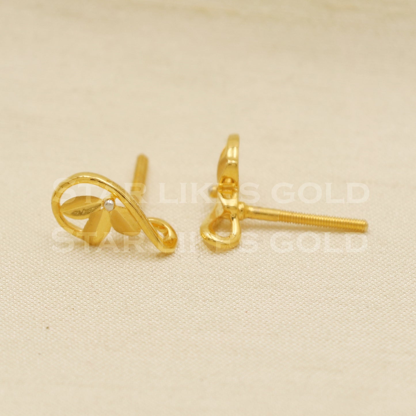 Lovely 22k 22 karat gold stud earrings jewelry, PR1126