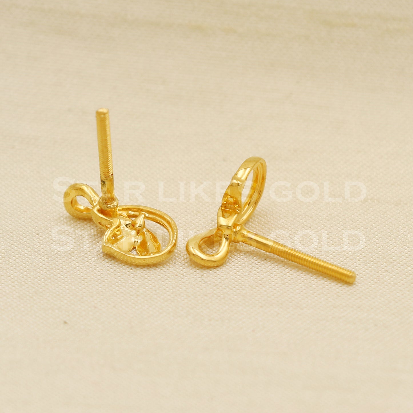 Lovely 22k 22 karat gold stud earrings jewelry, PR1126
