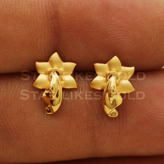 Lovely 22k 22 karat gold stud earrings jewelry, PR1127