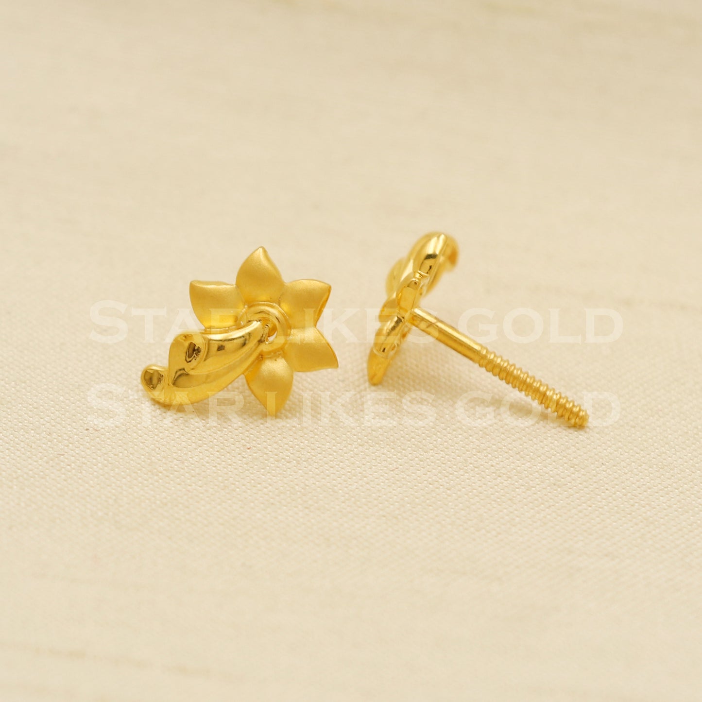Lovely 22k 22 karat gold stud earrings jewelry, PR1127