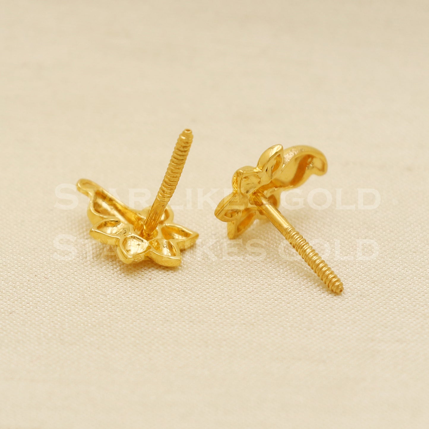 Lovely 22k 22 karat gold stud earrings jewelry, PR1127
