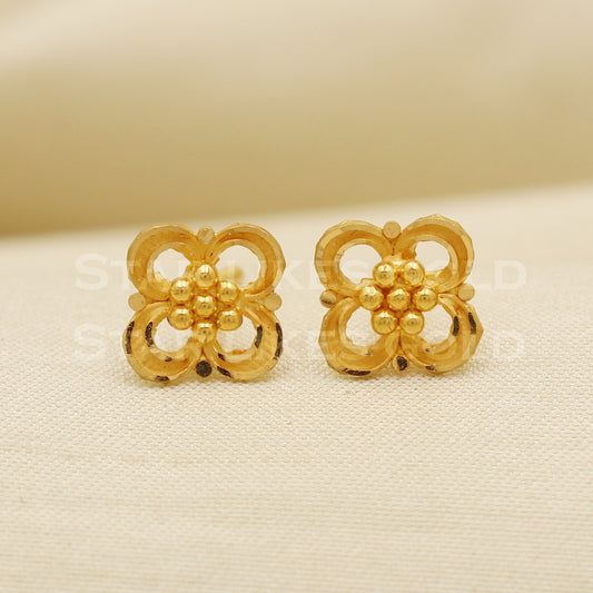 Lovely 22k 22 karat gold stud earrings jewelry, PR1128