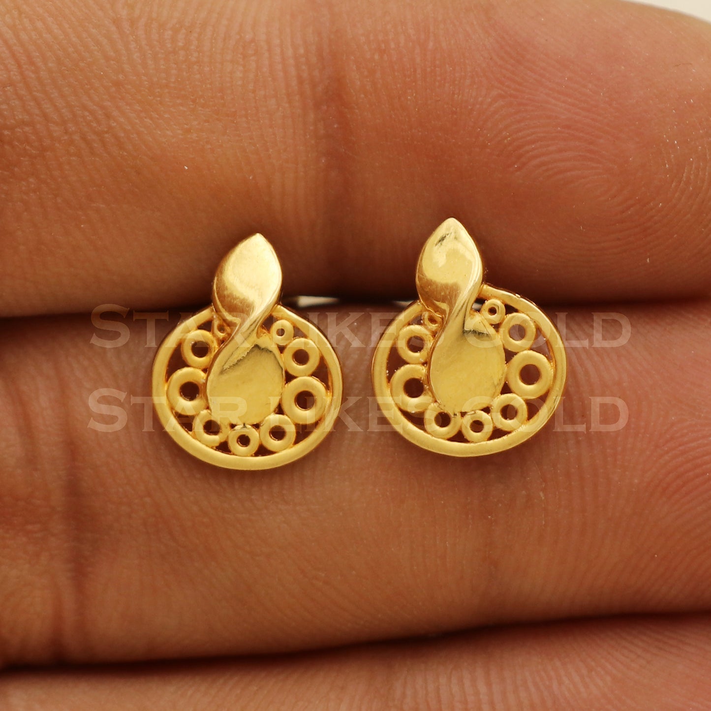 Lovely 22k 22 karat gold stud earrings jewelry, PR1129
