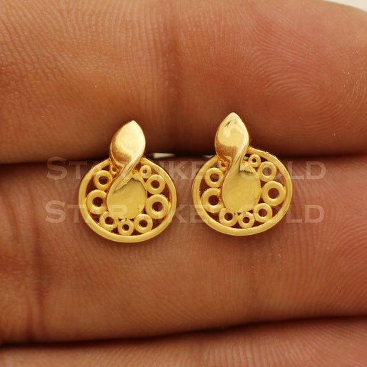 Lovely 22k 22 karat gold stud earrings jewelry, PR1129