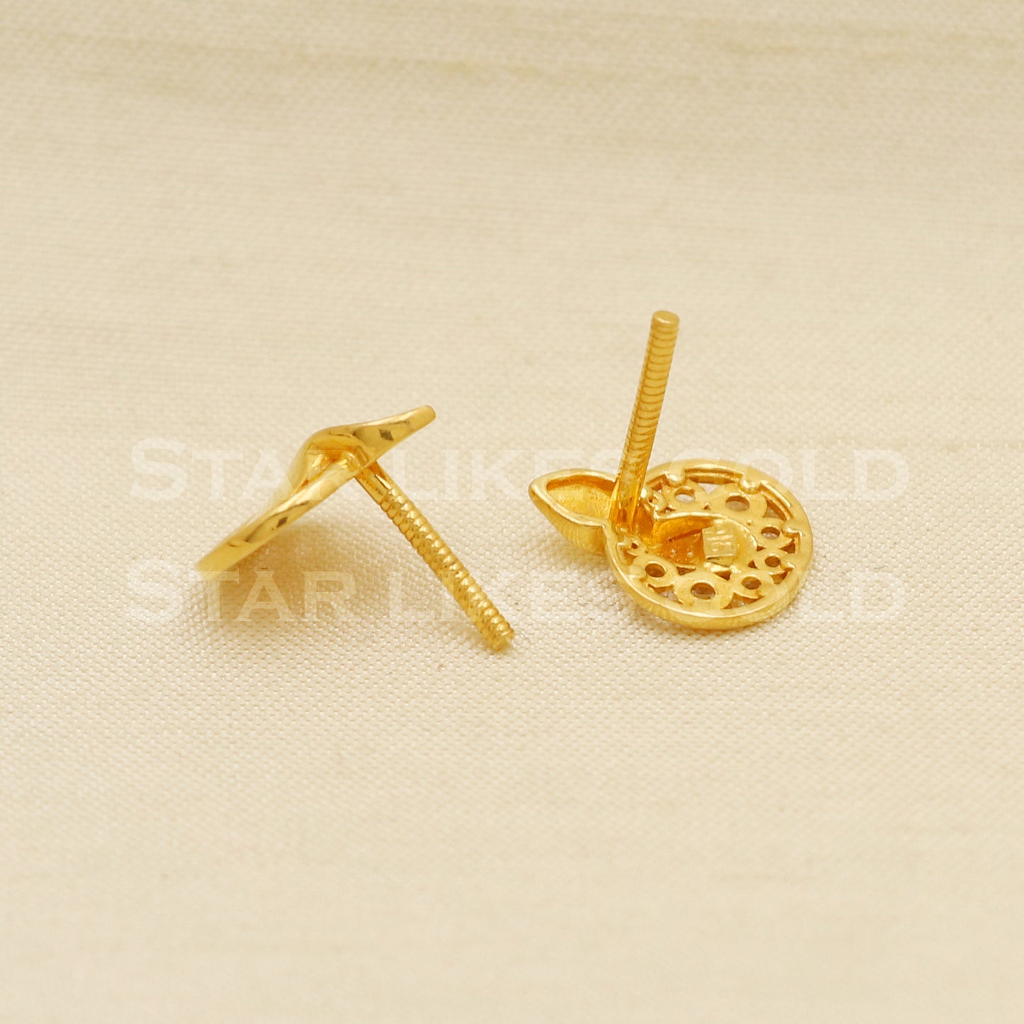 Lovely 22k 22 karat gold stud earrings jewelry, PR1129