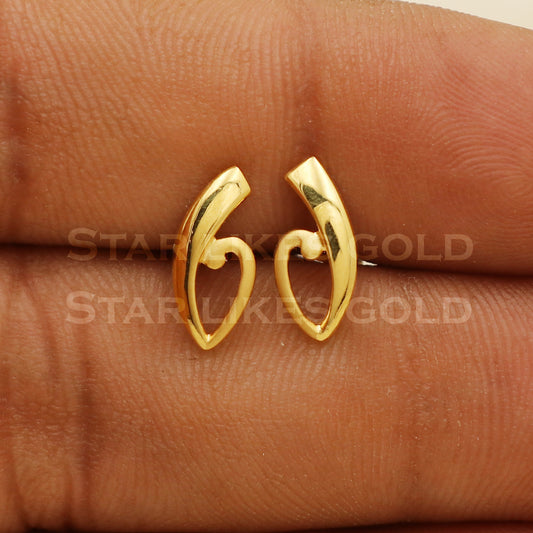 Lovely 22k 22 karat gold stud earrings jewelry, PR1130