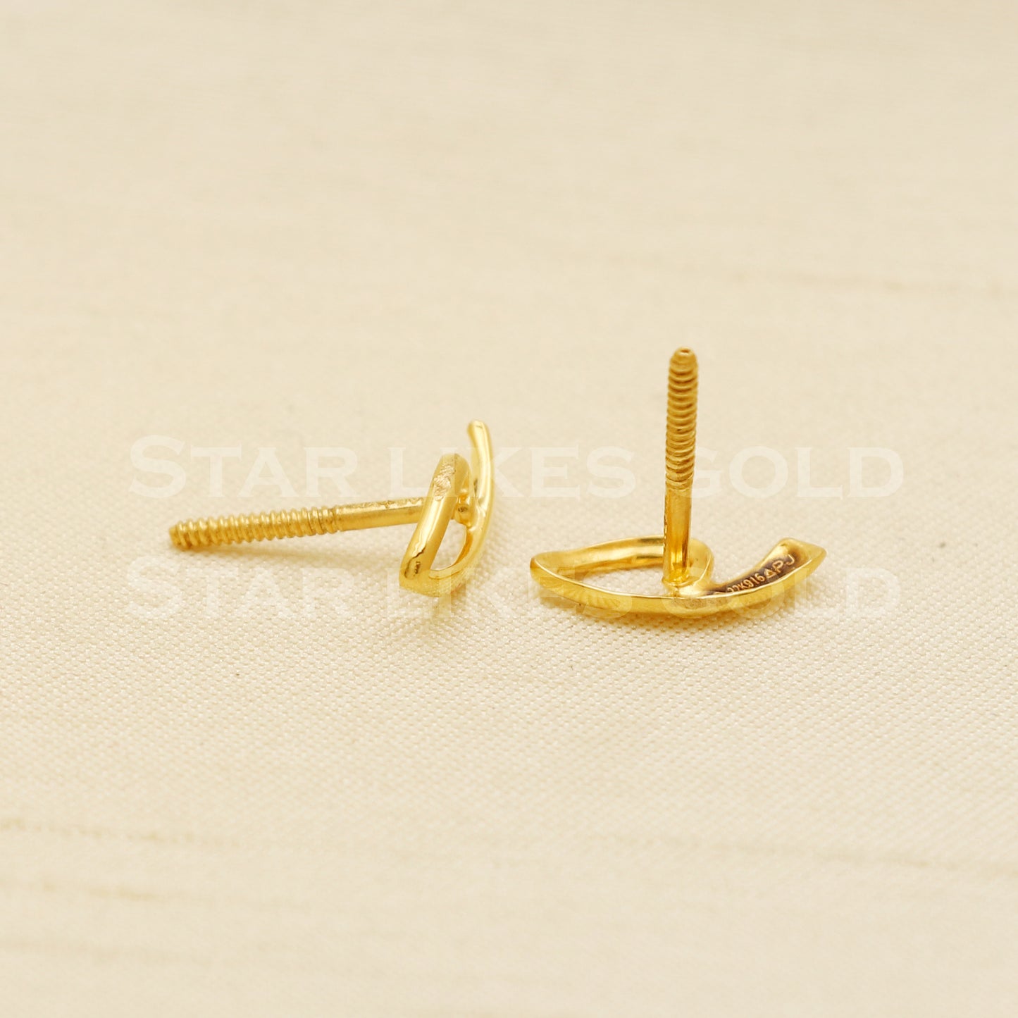 Lovely 22k 22 karat gold stud earrings jewelry, PR1130