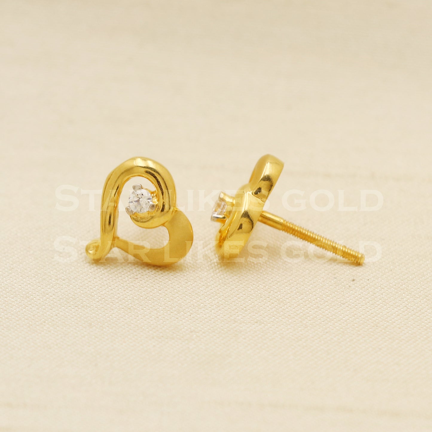 Stunning 22k 22 karat gold stud earrings jewelry, PR1131