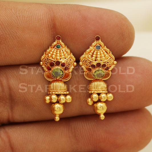 Stunning 22k 22 karat gold Dangle earrings indian jewelry, PR1132