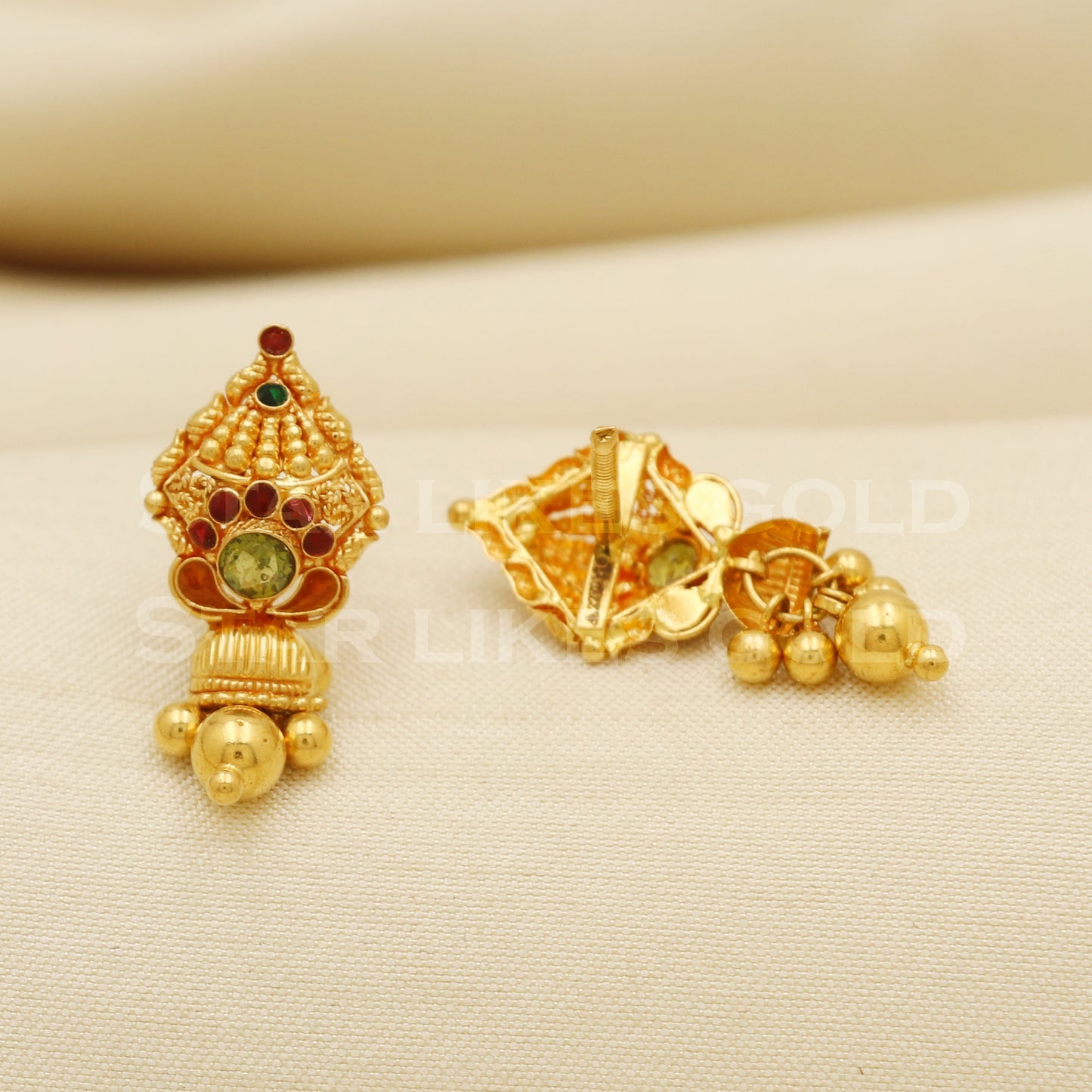 Stunning 22k 22 karat gold Dangle earrings indian jewelry, PR1132