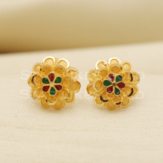 Stunning 22k 22 karat gold stud earrings jewelry, PR1135