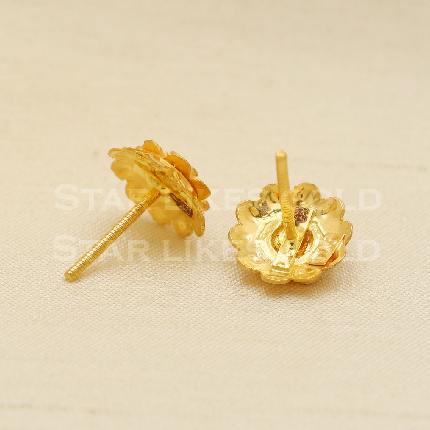 Stunning 22k 22 karat gold stud earrings jewelry, PR1135