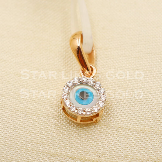 blue evil eye 18k Yellow Gold Handmade Pendant Jewelry, PR1170