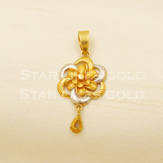 Flower 22k Yellow Gold Handmade Pendant Jewelry, PR1172