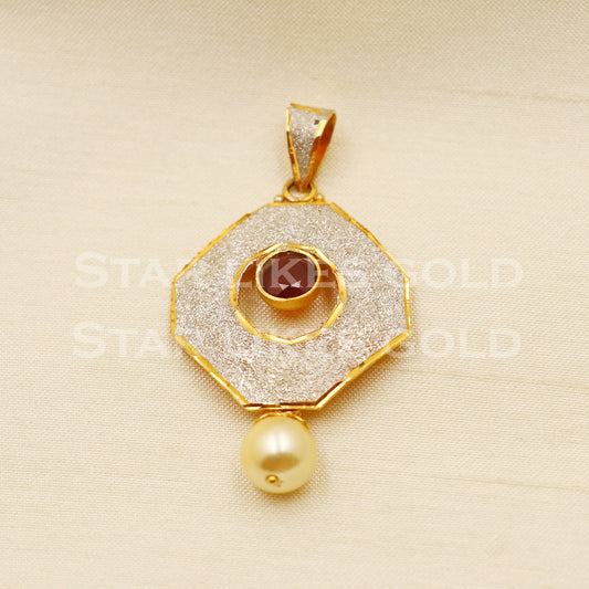 Zircon 22k Yellow Gold Handmade Pendant Jewelry, PR1174