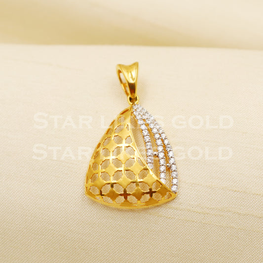 Zircon 22k Yellow Gold Handmade Pendant Jewelry, PR1176