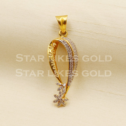 Zircon 22k Yellow Gold Handmade Pendant Jewelry, PR1177