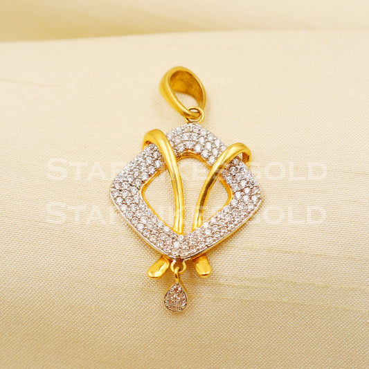Zircon 22k Yellow Gold Handmade Pendant Jewelry, PR1181