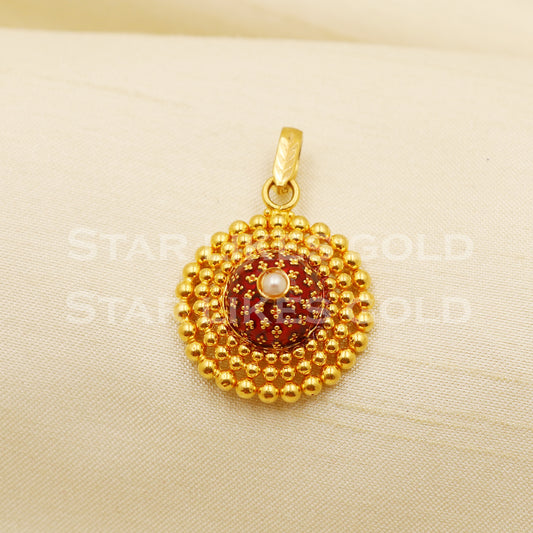 Pearl 22k Yellow Gold Handmade Pendant Jewelry, PR1182