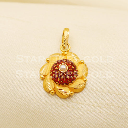 Pearl 22k Yellow Gold Handmade Pendant Jewelry, PR1183