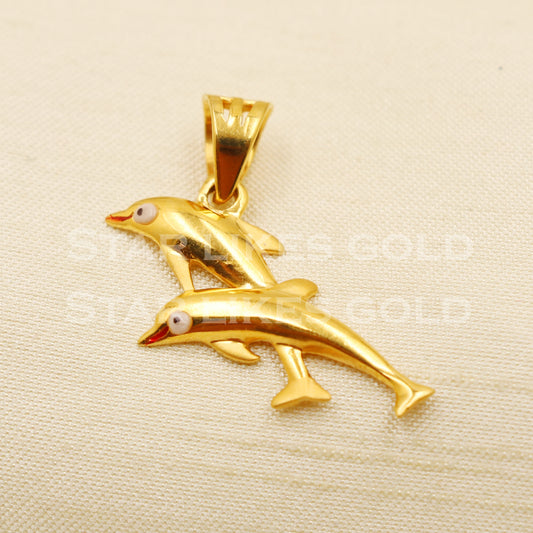 Dolphin 22k Yellow Gold Handmade Pendant Jewelry, PR1187